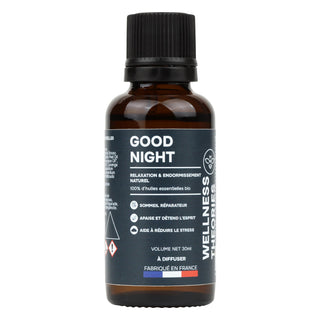 GOOD NIGHT – Synergie d’Huiles Essentielles Bio – Sommeil Profond & Apaisement Naturel – Diffusion, Inhalation ou Massage – Flacon 30 ml