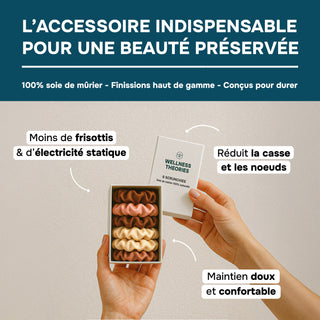 PACK SOMMEIL EN SOIE BLEU – PYJAMA, MASQUE DE NUIT & BOX DE 6 SCRUNCHIES EN SOIE – CONFORT, BEAUTÉ & SOMMEIL RÉPARATEUR