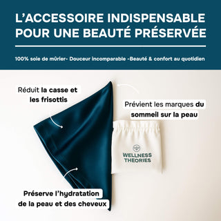 TAIE D’OREILLER EN SOIE DE MÛRIER 22MM BLEU CORAIL – 100% Naturelle – Anti-Rides, Préserve l’Hydratation & Limite la Casse des Cheveux – Luxe & Confort Nocturne