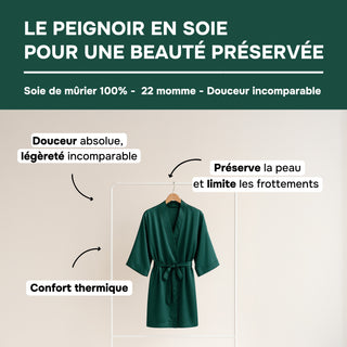 Peignoir en Soie de Mûrier 22 MM Vert – Élégance & Douceur Incomparables