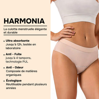 HARMONIA Nude – Culotte menstruelle lavable - confortable, absorbante et discrète