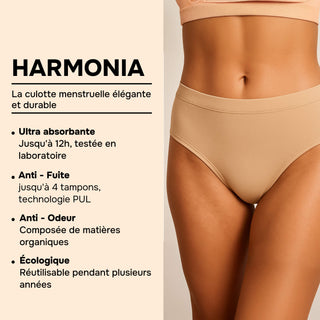 HARMONIA Nude – Culotte menstruelle lavable - confortable, absorbante et discrète