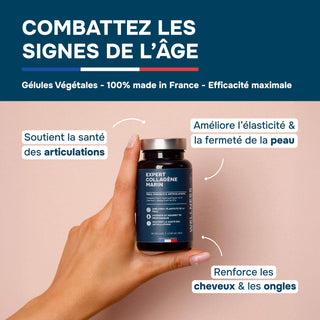 3X EXPERT MARINE COLLAGEN PACK - 1200 mg di collagene - Tipo I e II con acido ialuronico e vitamina C - Alto assorbimento - Pelle, capelli, unghie e articolazioni - 90 capsule - Prodotto in Francia