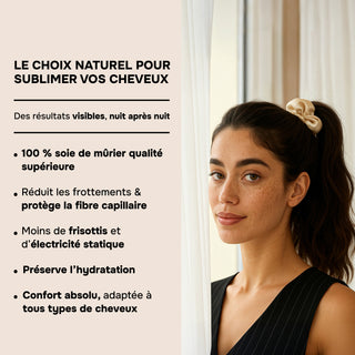 BOX DE 6 SCRUNCHIES EN SOIE 22MM DE MÛRIER – 100% Naturelle – Chouchous Doux pour les Cheveux – Anti-Casse, Anti-Frisottis, Préserve l’Hydratation – Élégance & Confort Quotidien