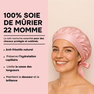 Rituel Nuit Cheveux & Sommeil – Bonnet et Masque en Soie Rose