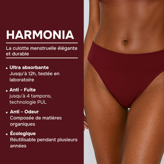 HARMONIA Bordeaux – Culotte menstruelle lavable - confortable, absorbante et discrète
