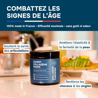 RITUEL COLLAGÈNE SUPRÊME - 2 Pulver 300 g + 1 Flakon 90 Kapseln - Typ I & II mit Hyaluronsäure & Vitamin C - Geschmacklos - Hohe Absorption - Haut, Haare, Nägel & Gelenke - Made in France