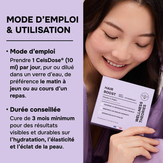 HAIR BOOST – Shot Capillaire Goût Pêche – Kératine Hydrolysée, MSM, Zinc, Acide Hyaluronique, Biotine & Vitamines B – Croissance, Force & Vitalité des Cheveux – Unidoses Buvables – Made in France