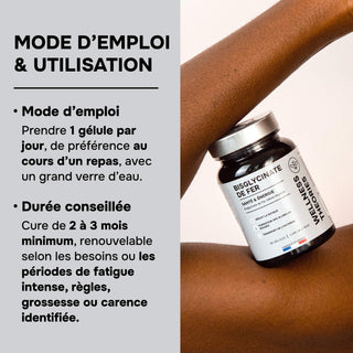 FER BISGLYCINATE – Énergie, Immunité & Fatigue – 60 Gélules Vegan – Cure de 2 Mois  – Made in France