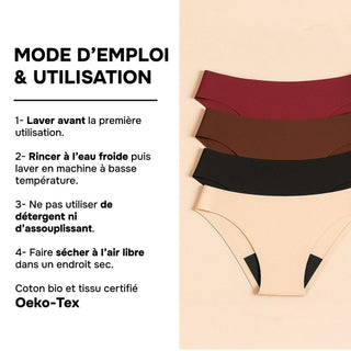 HARMONIA Noir – Culotte menstruelle lavable - confortable, absorbante et discrète