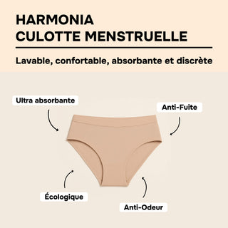 HARMONIA Nude – Culotte menstruelle lavable - confortable, absorbante et discrète