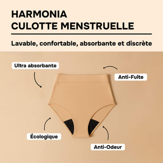 HARMONIA Nude – Culotte menstruelle lavable - confortable, absorbante et discrète