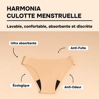 HARMONIA Nude – Culotte menstruelle lavable - confortable, absorbante et discrète