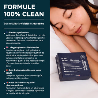 GOOD NIGHT – Shot Sommeil Goût Fraise – Plantes Apaisantes – Nuit Réparatrice – Unidoses Buvables – Made in France