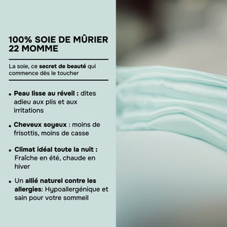 Set de Lit Complet Luxe Bleu Menthe – Housse de Couette, Drap Plat & 2 Taies – Soie de Mûrier 100% Naturelle 22 Mommes – Confort Royal - Peau & Cheveux Sublimés