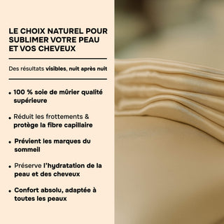 PACK 4 x TAIES D’OREILLER EN SOIE DE MÛRIER 22MM BEIGE – 100% Naturelle – Anti-Rides, Préserve l’Hydratation & Limite la Casse des Cheveux – Luxe & Confort Nocturne