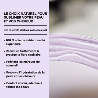TAIE D’OREILLER EN SOIE DE MÛRIER 22MM LAVANDE PASTEL – 100% Naturelle – Anti-Rides, Préserve l’Hydratation & Limite la Casse des Cheveux – Luxe & Confort Nocturne