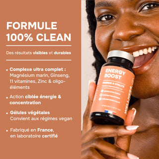 Pak x3 ENERGY BOOST - Voedingssupplement met ginseng, magnesium, vitamine B, C, D & mineralen - Complete formule - Made in France