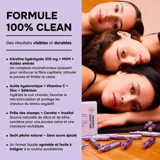 HAIR BOOST – Shot Capillaire Goût Pêche – Kératine Hydrolysée, MSM, Zinc, Acide Hyaluronique, Biotine & Vitamines B – Croissance, Force & Vitalité des Cheveux – Unidoses Buvables – Made in France