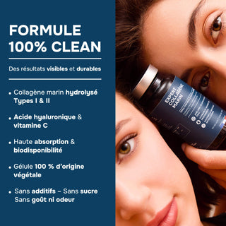 EXPERT COLLAGÈNE MARIN – 1200mg de collagène - Types I & II avec Acide Hyaluronique & Vitamine C – Haute Absorption - Peau, Cheveux, Ongles & Articulation – 90 Gélules – Made in France