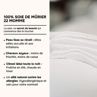Set de Lit Complet Luxe Ivoire – Housse de Couette, Drap Plat & 2 Taies – Soie de Mûrier 100% Naturelle 22 Mommes – Confort Royal - Peau & Cheveux Sublimés