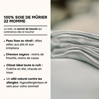 Set de Lit Complet Luxe Ivoire – Housse de Couette, Drap Plat & 2 Taies – Soie de Mûrier 100% Naturelle 22 Mommes – Confort Royal - Peau & Cheveux Sublimés