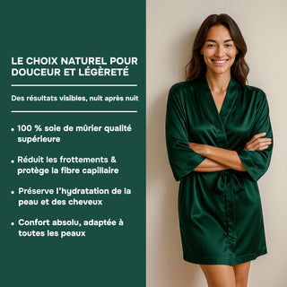 Peignoir en Soie de Mûrier 22 MM Vert – Élégance & Douceur Incomparables