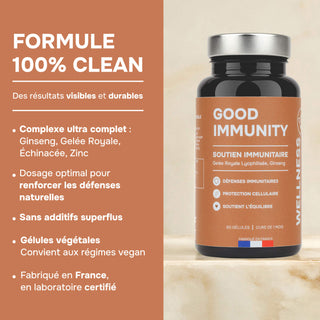 GOOD IMMUNITY – Défenses Naturelles, Vitalité & Résistance – 60 Gélules – Cure de 1 Mois – Made in France