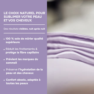 TAIE D’OREILLER EN SOIE DE MÛRIER 22MM VIOLETTE – 100% Naturelle – Anti-Rides, Préserve l’Hydratation & Limite la Casse des Cheveux – Luxe & Confort Nocturne