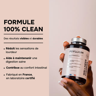 PSYLLIUM – Transit, Satiété & Confort Digestif – 120 Gélules Végétales – Cure de 1 Mois – Made in France