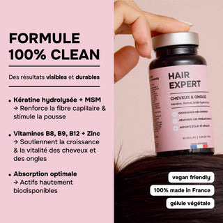 Pack x3 HAIR EXPERT – Croissance, Force & Éclat des Cheveux – Kératine, Biotine, Zinc, Acide Hyaluronique & Vitamines –  Cure de 3 Mois – Made in France