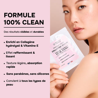 MASQUE VISAGE COLLAGÈNE EXPERT – Effet Seconde Peau & Coup d’Éclat Immédiat – Hydratation, Fermeté & Lissage – Biocellulose Haute Performance – Made in France