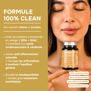 Pack x3 Omega 3 - Geconcentreerde Visolie - Hart, Visus, Hersenen - 3-maandelijkse kuur - Made in France