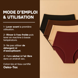 HARMONIA Chocolat – Culotte menstruelle lavable - confortable, absorbante et discrète