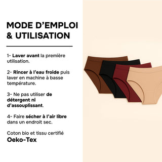 HARMONIA Noir – Culotte menstruelle lavable - confortable, absorbante et discrète