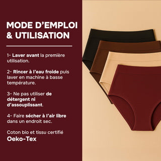 HARMONIA Bordeaux – Culotte menstruelle lavable - confortable, absorbante et discrète