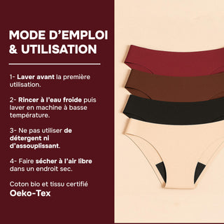 HARMONIA Bordeaux – Culotte menstruelle lavable - confortable, absorbante et discrète