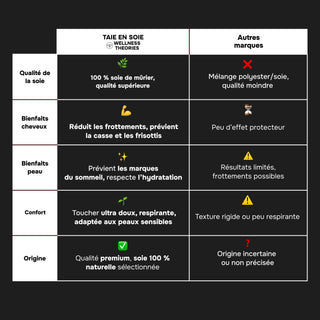 TAIE D’OREILLER EN SOIE DE MÛRIER 22MM NOIRE – 100% Naturelle – Anti-Rides, Préserve l’Hydratation & Limite la Casse des Cheveux – Luxe & Confort Nocturne