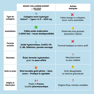 PACK 4X BOOST COLLAGÈNE EXPERT – Goût Pêche – 2500 mg de Collagène Marin Type I & III, Acide Hyaluronique, CoQ10, Vitamines C & B6, Sélénium, Pensée Sauvage – Éclat, Élasticité & Fermeté – CelsDose® – Fabriqué en France