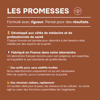 GLUCONATE DE CUIVRE – Métabolisme du Fer & Fonction Immunitaire – Contribue à une Pigmentation Normale de la Peau et des Cheveux – 60 Gélules – Cure de 2 Mois – Made in France