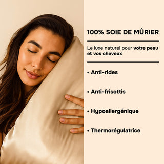 PACK 4 x TAIES D’OREILLER EN SOIE DE MÛRIER 22MM BEIGE – 100% Naturelle – Anti-Rides, Préserve l’Hydratation & Limite la Casse des Cheveux – Luxe & Confort Nocturne