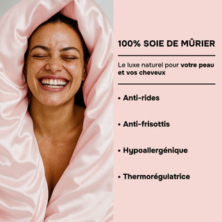 Set de Lit Complet Luxe Rose – Housse de Couette, Drap Plat & 2 Taies – Soie de Mûrier 100% Naturelle 22 Mommes – Confort Royal - Peau & Cheveux Sublimés