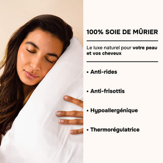 PACK 4 x TAIES D’OREILLER EN SOIE DE MÛRIER 22MM IVOIRE – 100% Naturelle – Anti-Rides, Préserve l’Hydratation & Limite la Casse des Cheveux – Luxe & Confort Nocturne