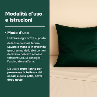 Confezione da 4 federe in seta di gelso 22 mm verde – 100% naturale – Antirughe, preservano l’idratazione e limitano la rottura dei capelli – Lusso & comfort notturno