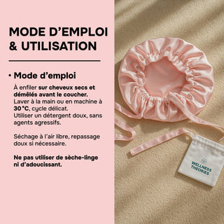 Bonnet de Nuit en Soie de Mûrier 22 Mommes Rose – Luxe & Soin Beauté – Protège les Cheveux, Préserve l’Hydratation et Évite les Frisottis