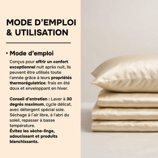 Set de Lit Complet Luxe Champagne – Housse de Couette, Drap Plat & 2 Taies – Soie de Mûrier 100% Naturelle 22 Mommes – Confort Royal - Peau & Cheveux Sublimés