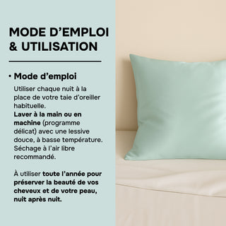 PACK 4 x TAIES D’OREILLER EN SOIE DE MÛRIER 22MM BLEU MENTHE – 100% Naturelle – Anti-Rides, Préserve l’Hydratation & Limite la Casse des Cheveux – Luxe & Confort Nocturne
