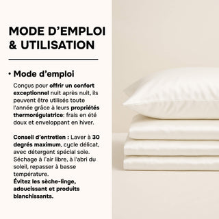 Set de Lit Complet Luxe Ivoire – Housse de Couette, Drap Plat & 2 Taies – Soie de Mûrier 100% Naturelle 22 Mommes – Confort Royal - Peau & Cheveux Sublimés