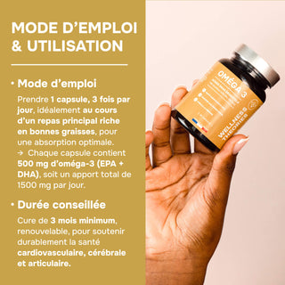 Oméga 3 – Huile de Poisson Concentrée - Cœur, Vision, Cerveau - 90 capsules - Made in France
