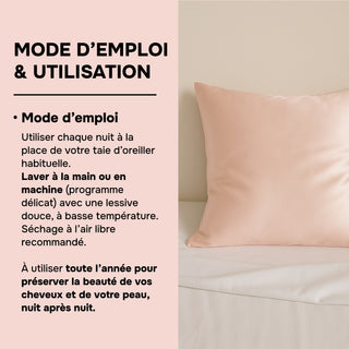 TAIE D’OREILLER EN SOIE DE MÛRIER 22MM ROSE – 100% Naturelle – Anti-Rides, Préserve l’Hydratation & Limite la Casse des Cheveux – Luxe & Confort Nocturne